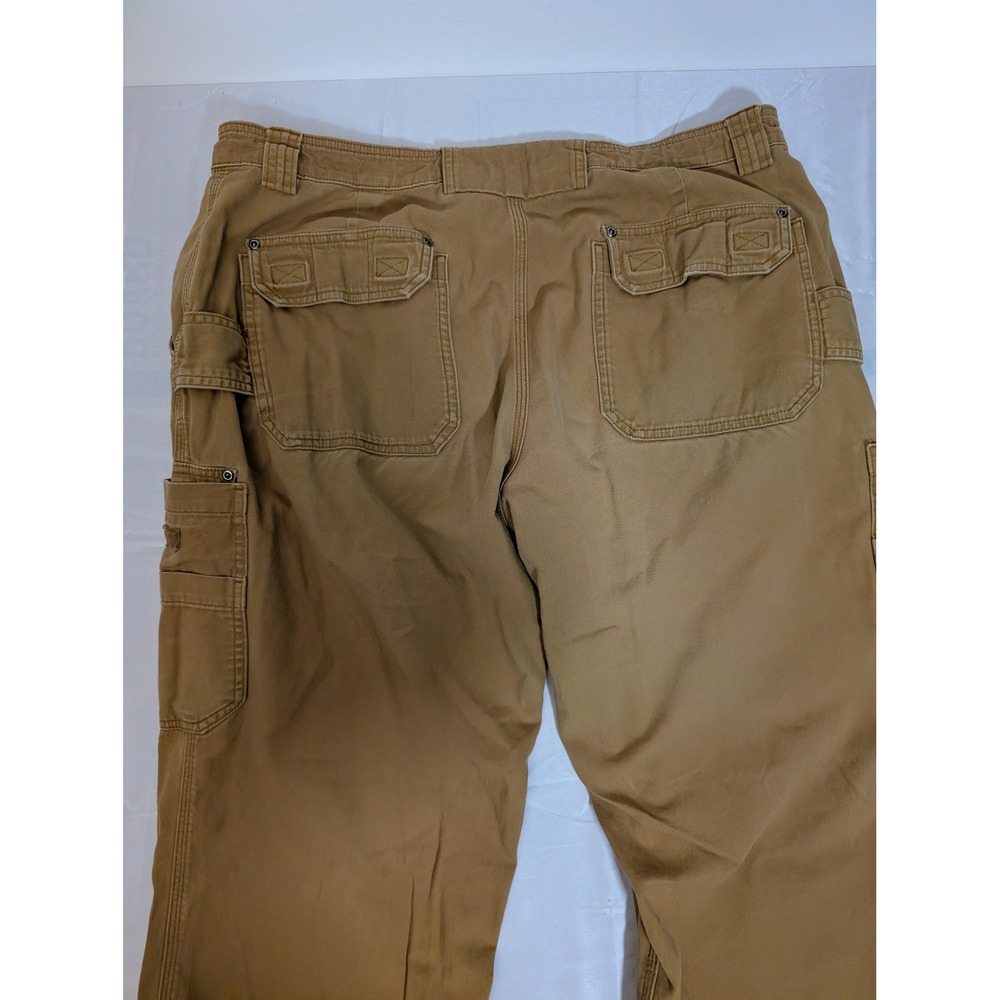 Duluth Trading Co 36/34 Flex Fire Hose Relaxed Cargo Pants Mens Tan Brown Work - Picture 12 of 14